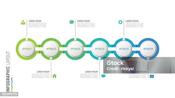 Branched Timeline Visualization Vector Timeline Chart Infographic Design For Data Visualization 6 Steps ...