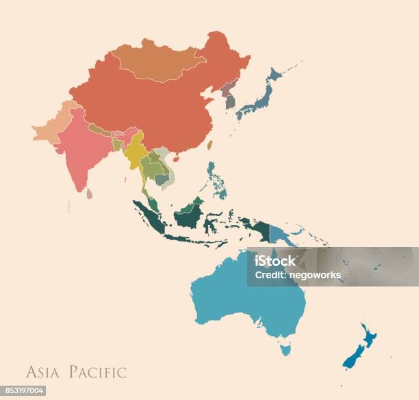 Map Of Asia Pacific Stock Illustration - Download Image Now - Map, Asia, Australia