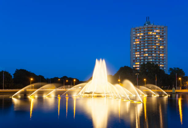 istock Aachen Europaplatz Fountain At Night 853204798