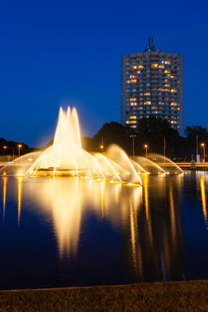 istock Aachen Europaplatz Fountain At Night 853204918
