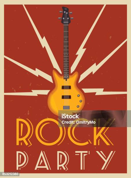 Cartoon Rocker Poster Rock Music Poster Old School Party Cartoon Vector Illustration Stock ...