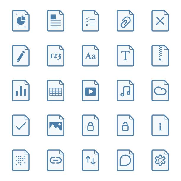 datei-typen und dokumente-icon-set - bilderrahmen grafiken stock-grafiken, -clipart, -cartoons und -symbole