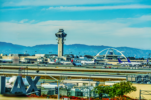 Los Angeles International Airport on a cloudy day, California