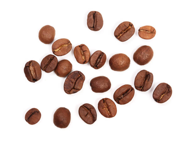 istock Coffee beans isolated on white background. Top view 853227360