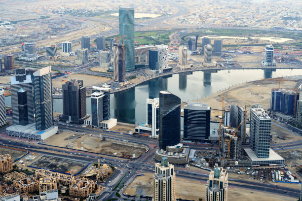 istock Modern buildings in Dubai Downtown from above. 853232342