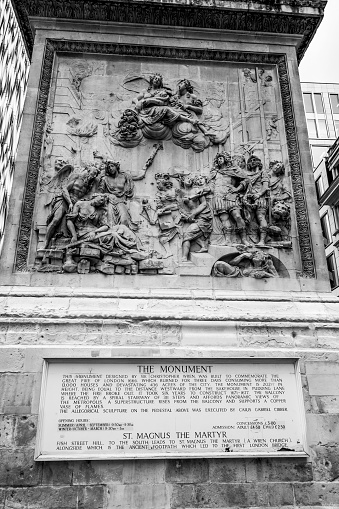 The Monument in the City of London - important tourist attraction - travel photography