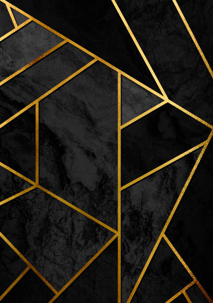istock Modern and stylish abstract design poster with golden lines and black geometric pattern. 853253482