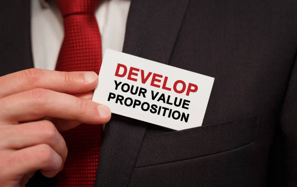 istock Businessman putting a card with text Develop Your Value Proposition in the pocket 853254264