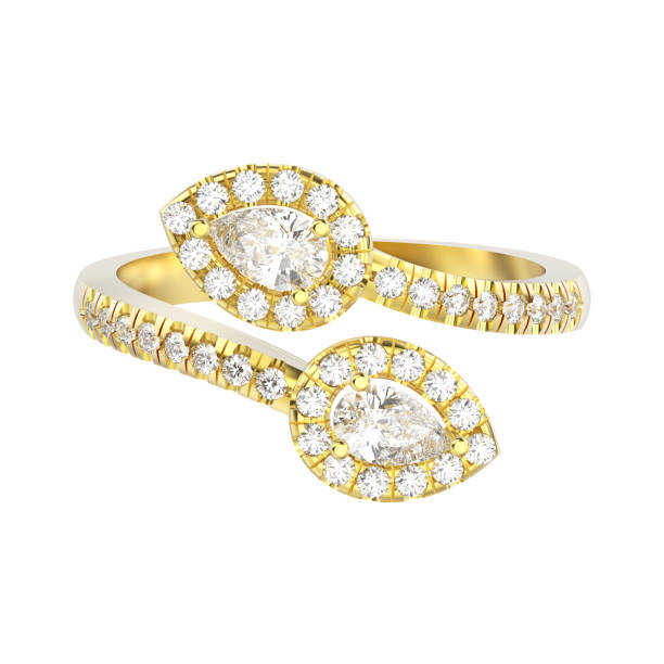 istock 3D illustration isolated yellow gold leaflet diamond ring 853263328