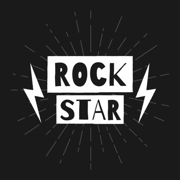 ilustraciones, imágenes clip art, dibujos animados e iconos de stock de estrella de rock. cartel del festival rock. gráficas lema para la camiseta - músico de rock