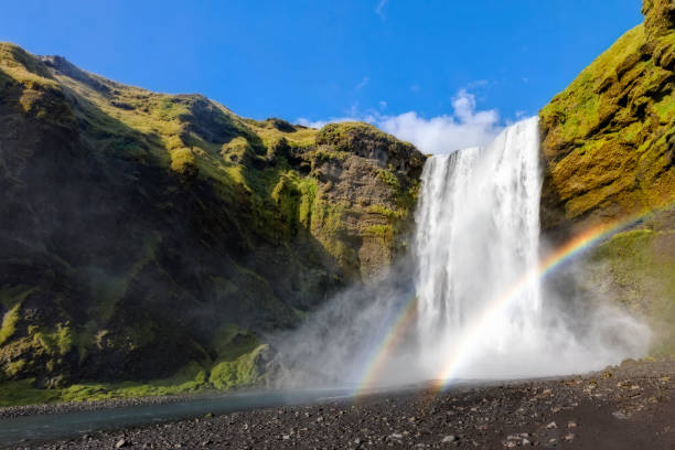 istock Great waterfall Skogafoss in south of Iceland 853275686