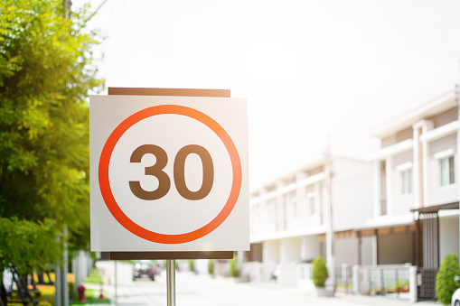 30 speed reduction sign with home community for safety