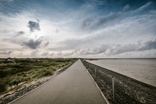 Street on the dike of Sylt, Germany