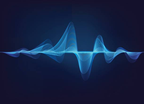 sound Wave abstract digital green blue equalizer, sound wave pattern element frequency stock illustrations