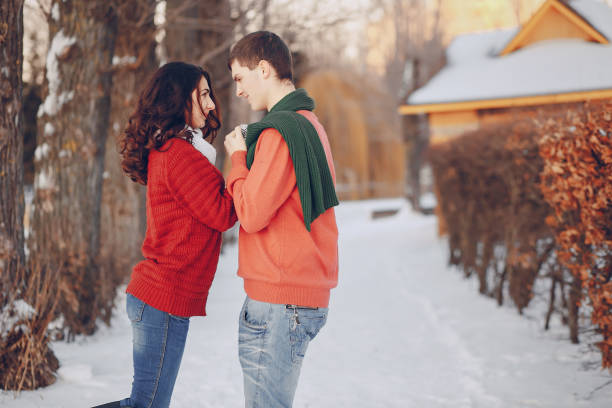istock Couple love snow and cold 853285528