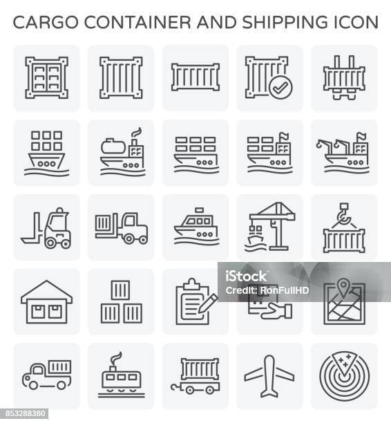 Shipping Container Icon Stock Illustration - Download Image Now - Container, Icon Symbol, Harbor