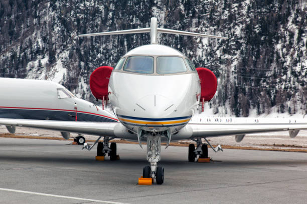 istock Front view of a private plane in St Moritz 853289474