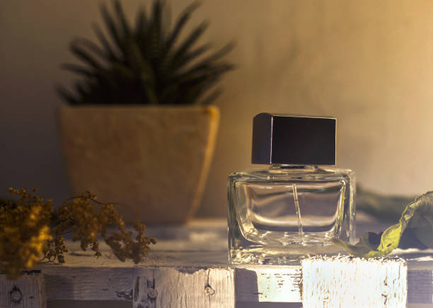 istock Perfume on a light background. Autumn aromas and mood. Copy space 853303278