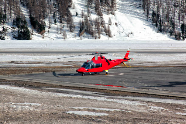 istock A red helicopter ready to take off 853306756