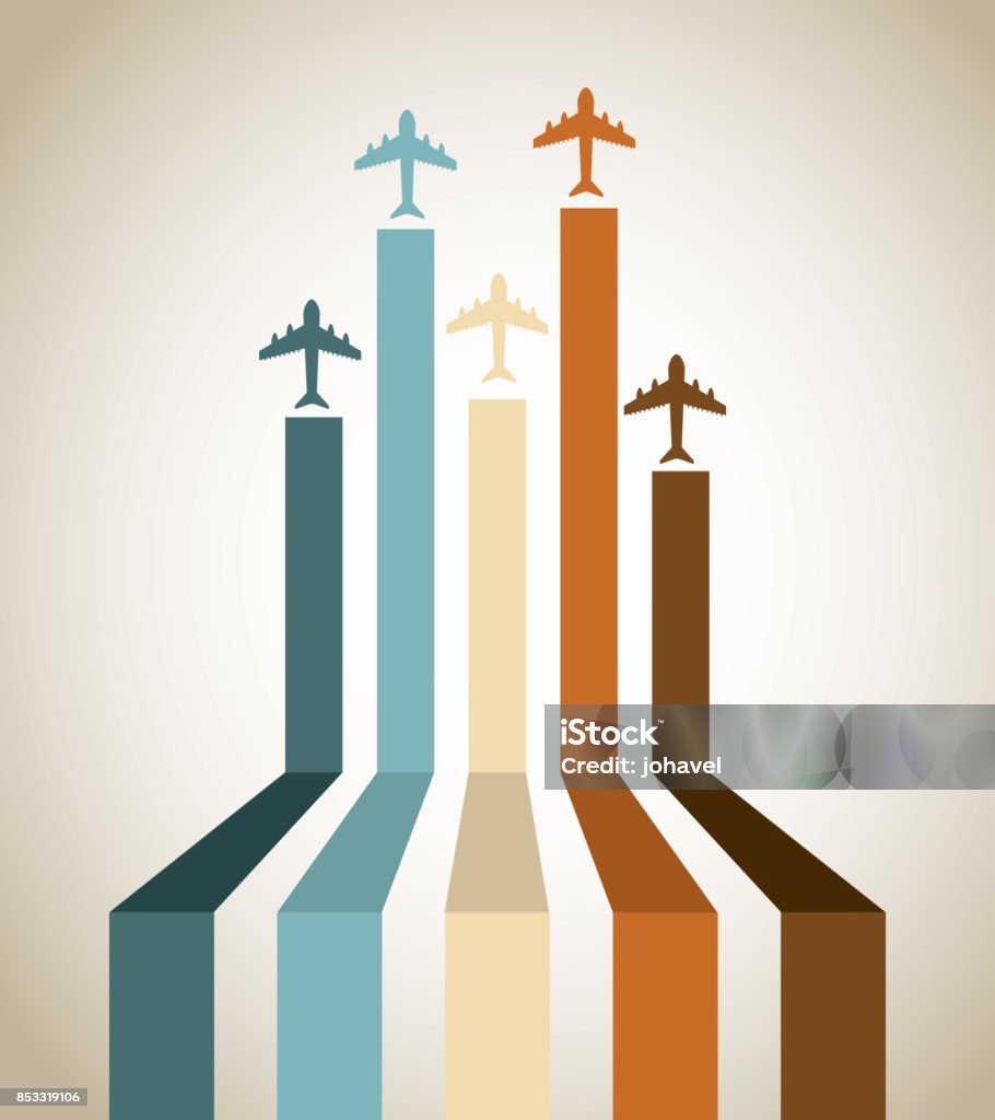 Aircraft line over vintage background vector illustration Commercial Airplane stock vector