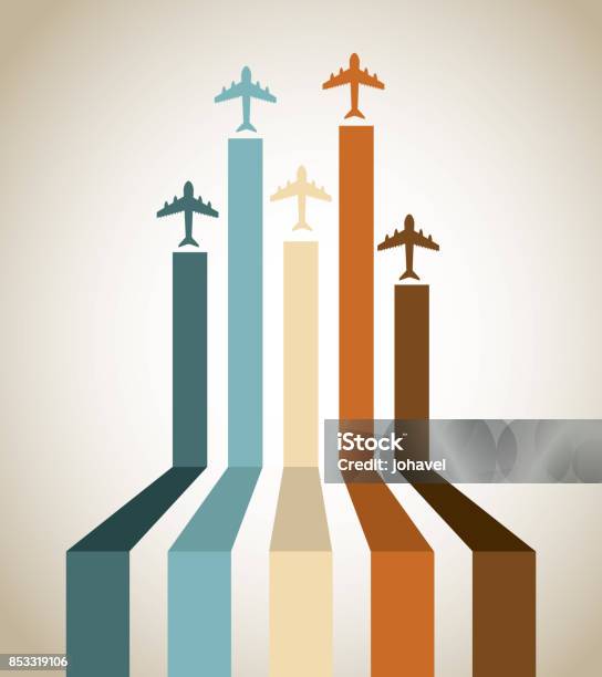 Aircraft Line Over Vintage Background Vector Illustration Stock Illustration - Download Image Now