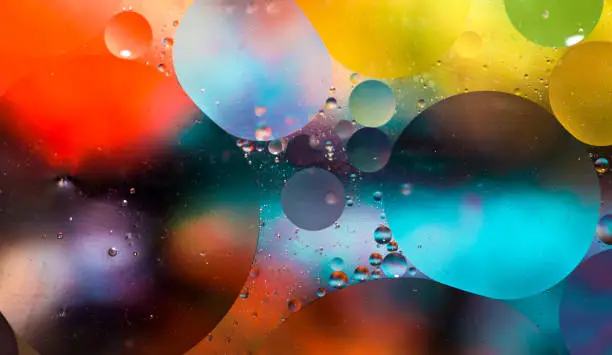 Photo of Macro oil and water multi colored abstract background