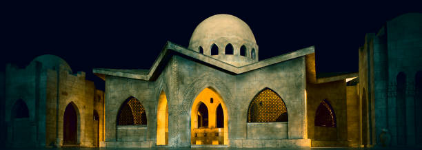 вход в часть мечети аль мустафа в шарм-эль-шейхе египет - koran muhammad night spirituality стоковые фото и изображения