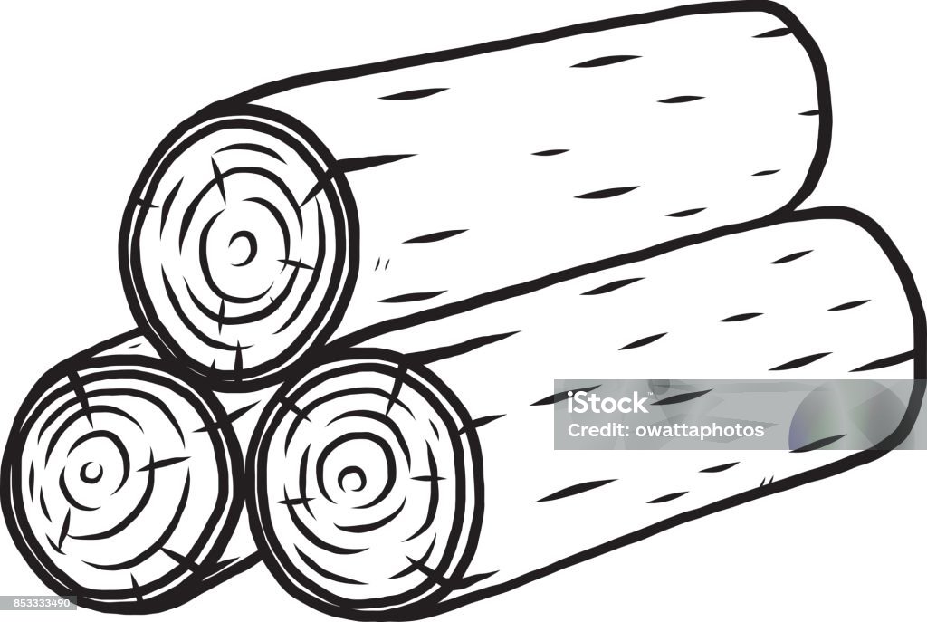 Wooden Log Stock Illustration - Download Image Now - Log, Stack, Black And  White - iStock