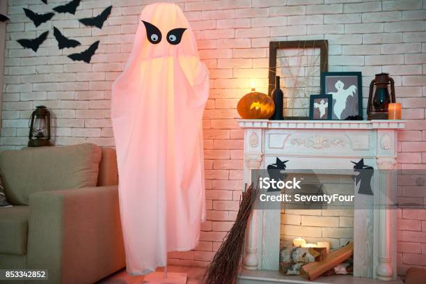 Mysterious Room With Halloween Decorations Stock Photo - Download Image Now - Halloween, Decoration, Home Decor