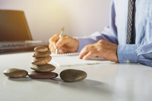 istock Businessman process and writing. Businessman working the project on table soft focus 853350294