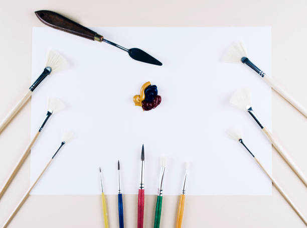 istock Oil paint brush strokes on white background. 853360926