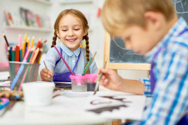 istock Happy Children Painting in Art Class 853362126