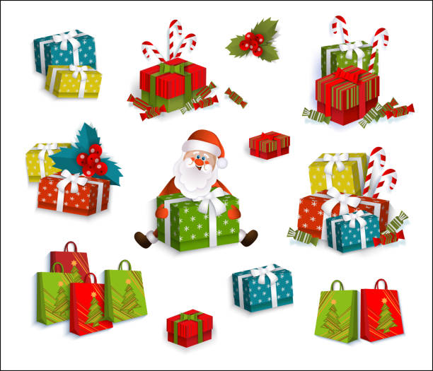 istock Christmas gifts, present boxes and Santa Claus 853364750