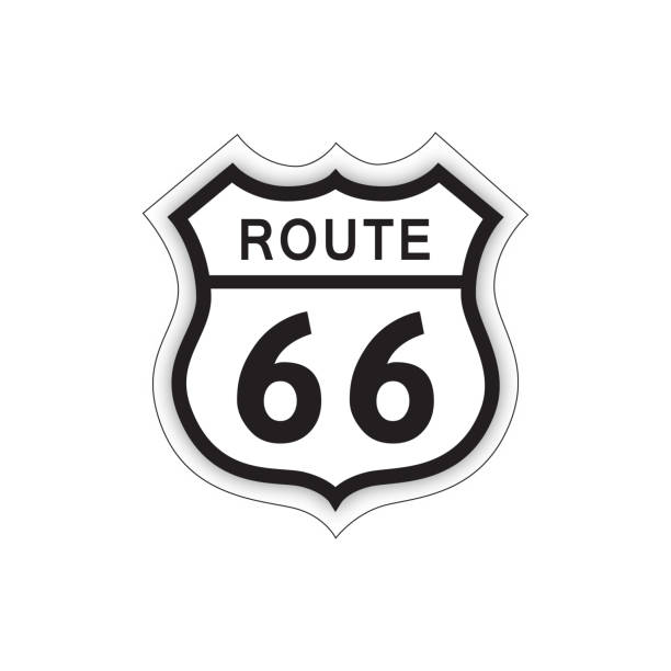 ilustrações de stock, clip art, desenhos animados e ícones de travel usa sign. route 66 label. american road icon - route 66 illustrations