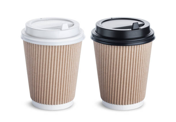 istock Paper cups with caps isolated on white background 853379856