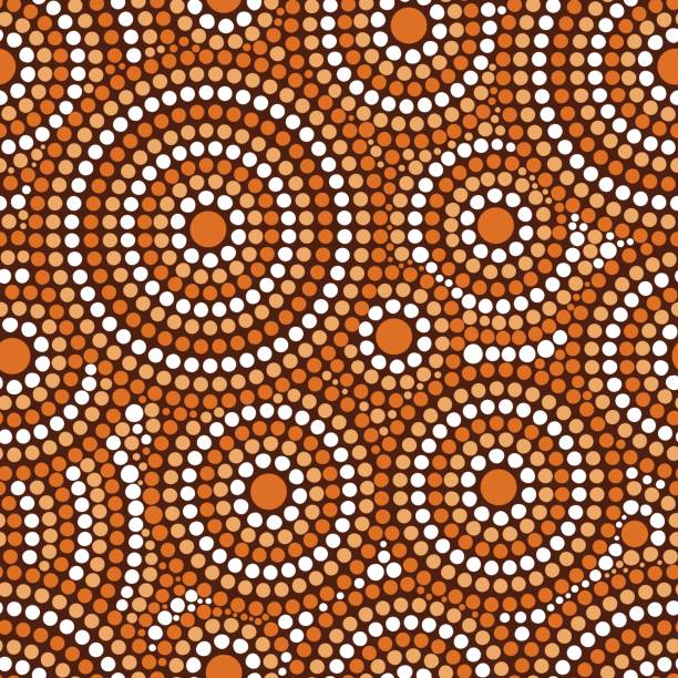 illustrazioni stock, clip art, cartoni animati e icone di tendenza di vettore di pattern di punti delle tribù australiane senza soluzione di continuità - cultura australiana