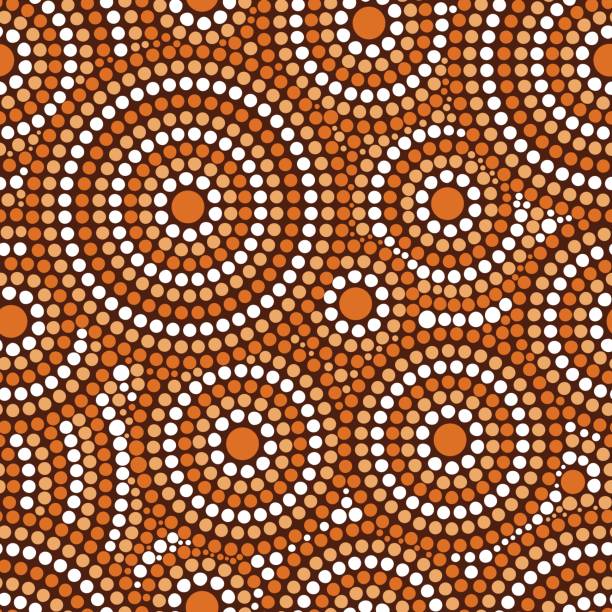 австралийские племена точка шаблон вектор бесшовные - nobody brown yellow spotted stock illustrations
