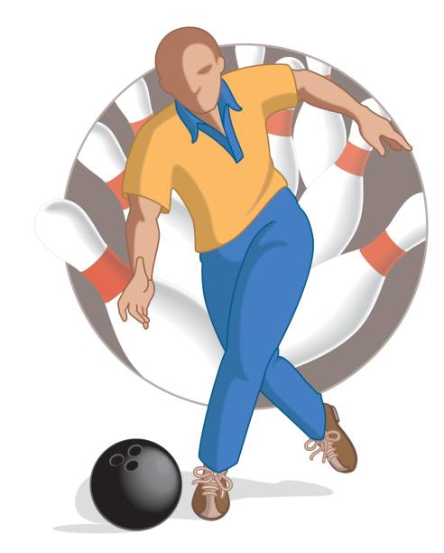 illustrations, cliparts, dessins animés et icônes de mâle de joueur de bowling jetant la boule de bowling - bowling isolated sportsman vertical