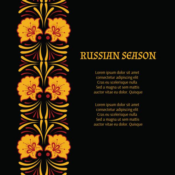 러시아 패턴 테두리 배경 서식 파일 벡터 - russian culture traditional culture souvenir folk music stock illustrations
