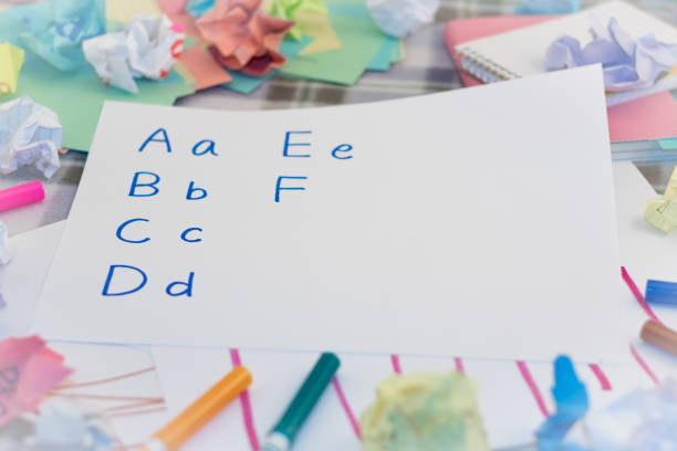 English; Kids Writing Some English Alphabet for Practice