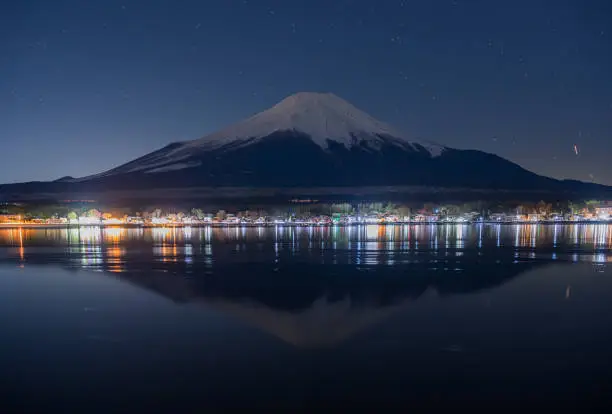 Reflaction of Mt.Fuji at night, Yamanaka lakeReflaction of Mt.Fuji at night, Yamanaka lake