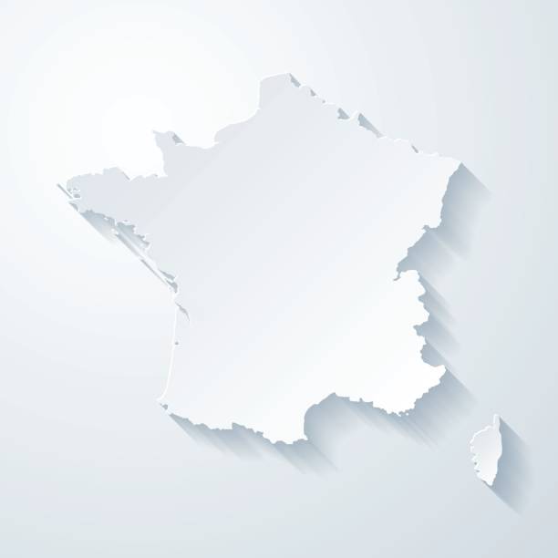 карта франции с эффектом вырезания бумаги на пустом фоне - france stock illustrations