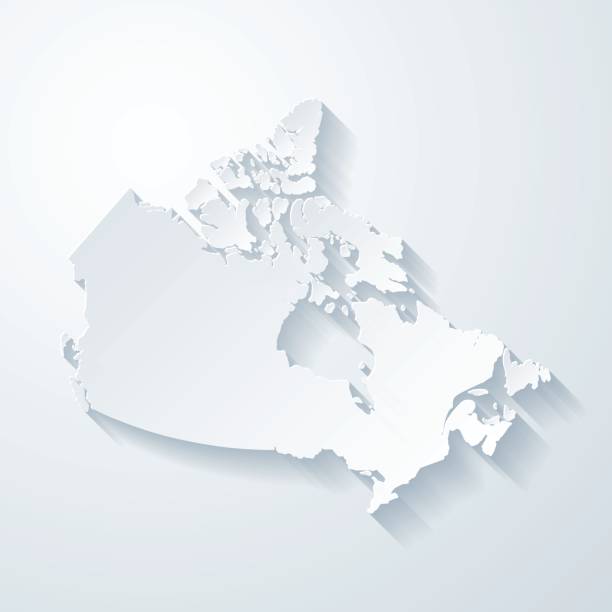 illustrations, cliparts, dessins animés et icônes de carte du canada avec le papier coupé effet sur fond blanc - map of canada