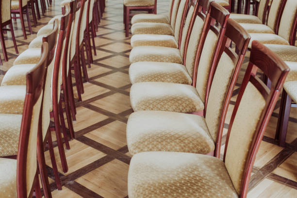 empty class room, close up on chair, vintage effect