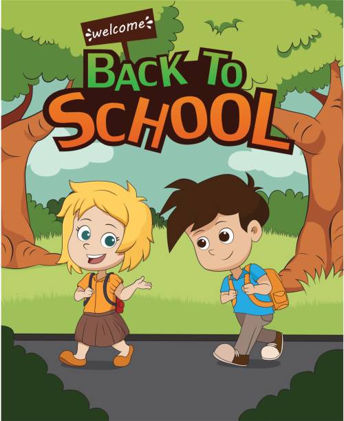 Welcome Back To Schoolkid Walking To Schoolvector And Illustration Stock  Illustration - Download Image Now - iStock