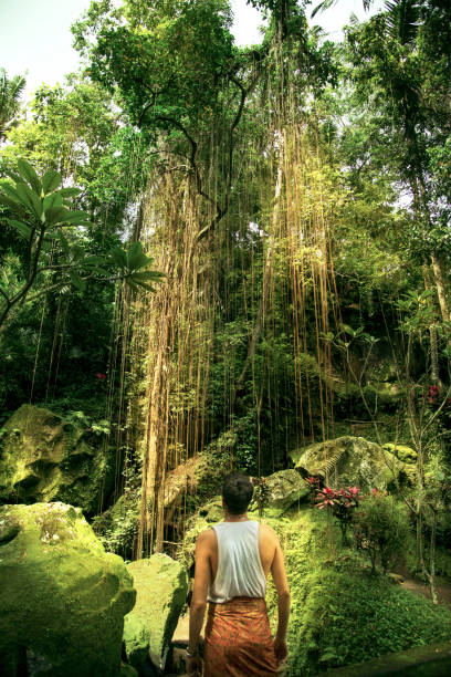 istock Young his arms in the forest. 853479950