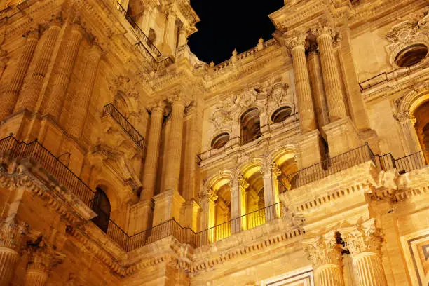 Malaga Cathedral, Basilica of the Incarnation at night