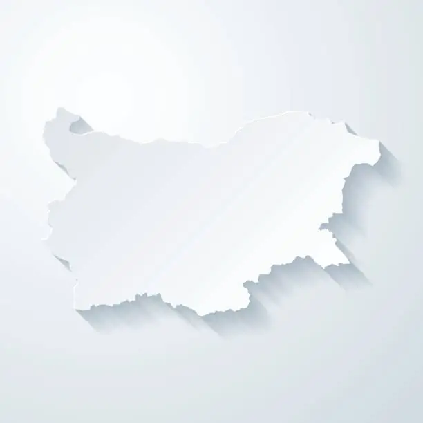 Vector illustration of Bulgaria map with paper cut effect on blank background