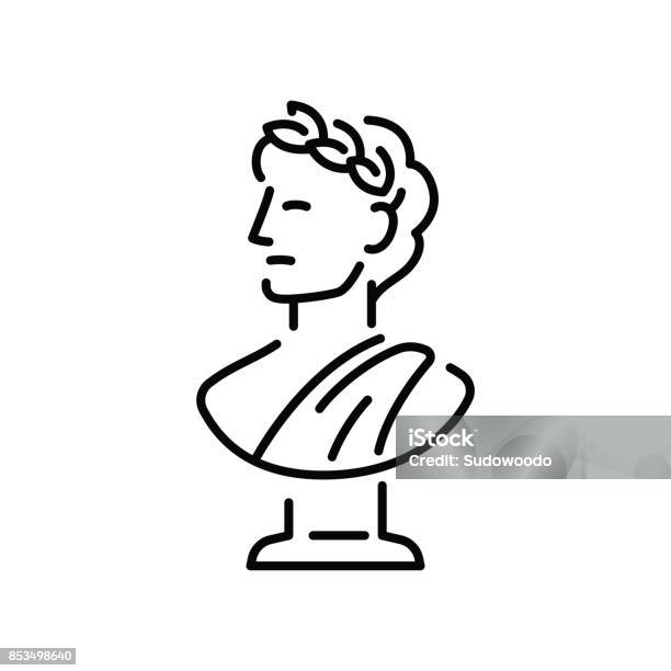 Greek Bust Sculpture Stock Illustration - Download Image Now - Icon Symbol, History, Statue