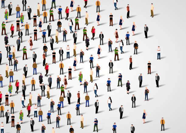 Large group of people. Large group of people on white background. Vector background crowd of people silhouettes stock illustrations